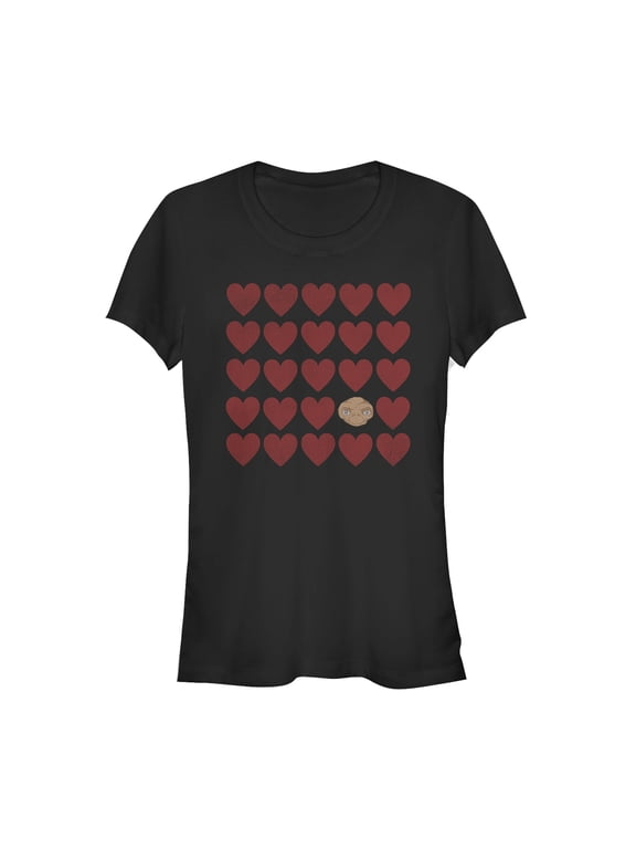 Junior's E.T. the Extra-Terrestrial Valentine Alien Heart Graphic Tee Black Medium