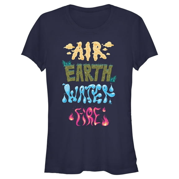 Junior's Elemental Air Earth Water Fire  Graphic Tee Navy Blue Medium