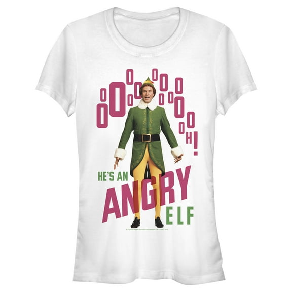 Junior's Elf Angry Elf  Graphic Tee White 2X Large
