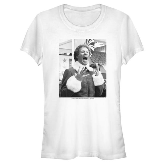 Junior's Elf Buddy Christmas Excitement  Graphic Tee White 2X Large