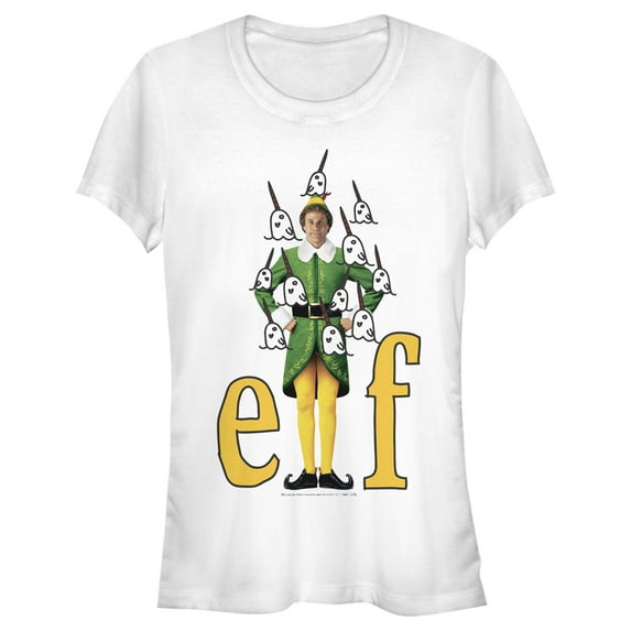 Junior's Elf Buddy & Mr. Narwhal Cartoon Graphic Tee White Large