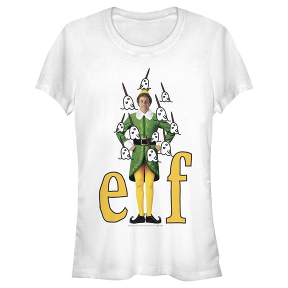 Junior's Elf Buddy & Mr. Narwhal Cartoon Graphic Tee White X Large