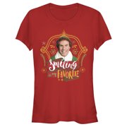 Junior's Elf Buddy Smiling is My Favorite Graphic Tee Red Small