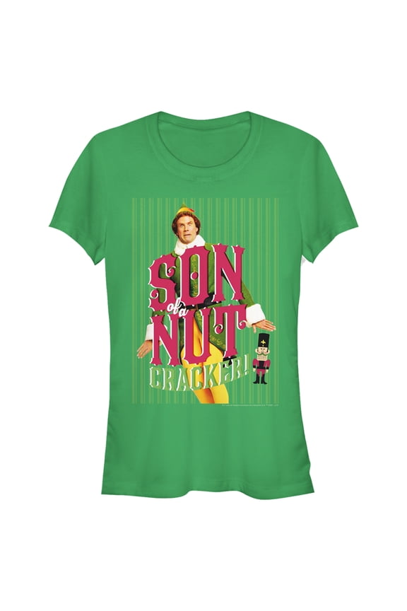 Junior's Elf Buddy Son of a Nutcracker  Graphic Tee Kelly Green Medium