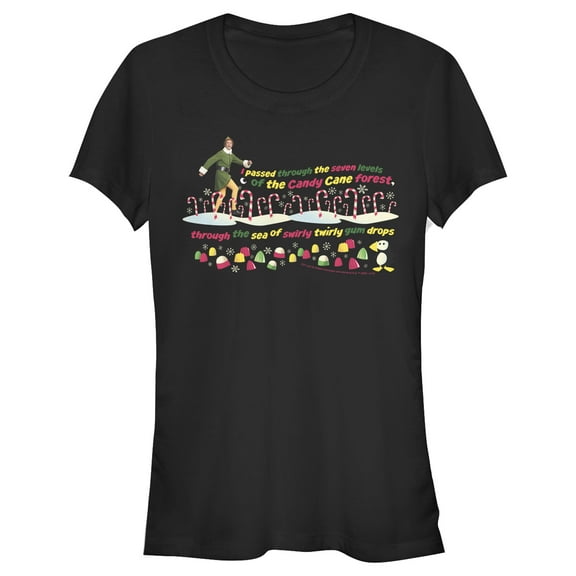 Junior's Elf Buddy's Journey to NYC  Graphic Tee Black Small