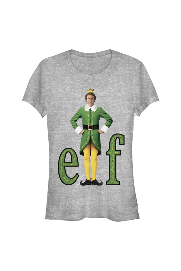 Junior's Elf Buddy the Logo Graphic Tee Athletic Heather Medium