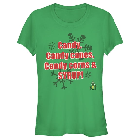 Junior's Elf Main Food Groups Graphic Tee Kelly Green Medium