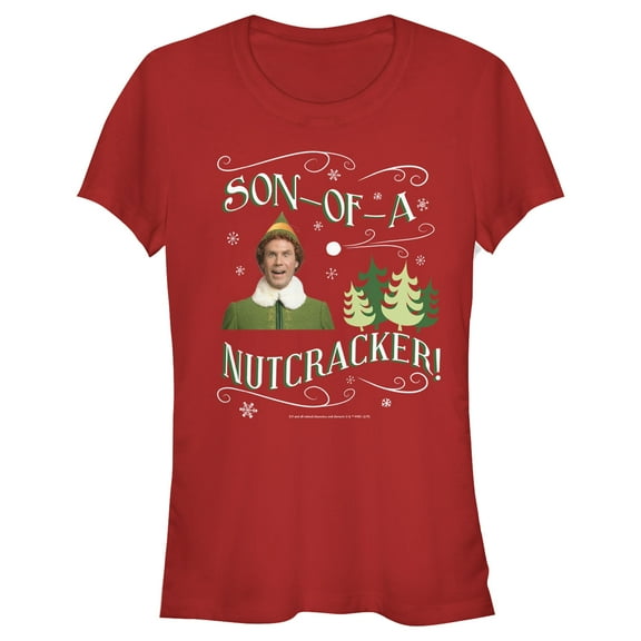 Junior's Elf Son of a Nutcracker  Graphic Tee Red Small