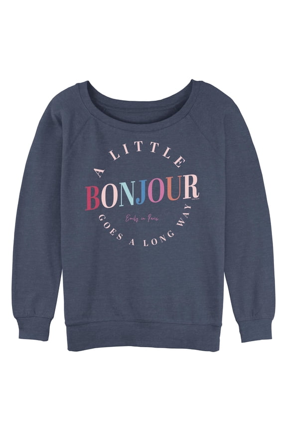 Junior's Emily in Paris Colorful A Little Bonjour Sweatshirt
