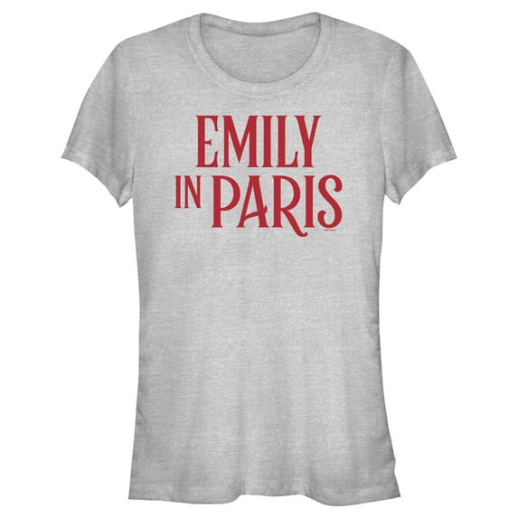 Junior's Emily in Paris Red Logo Graphic Tee Athletic Heather Large
