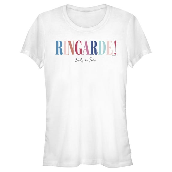 Junior's Emily in Paris Ringarde! Graphic Tee White Medium