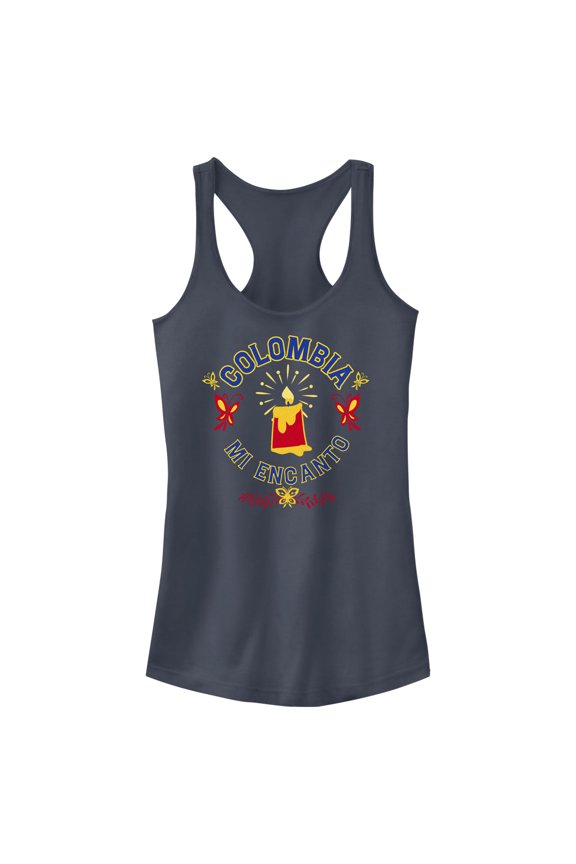 Junior's Encanto Colombia Mi Encanto Candle Racerback Tank Top Indigo Medium