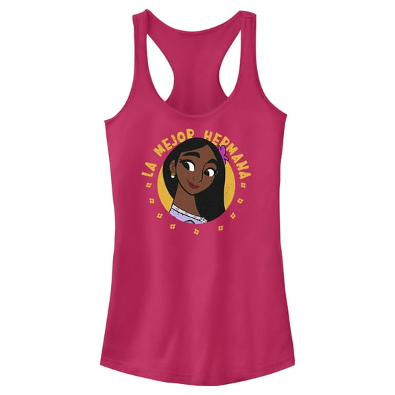 Junior's Encanto Isabela La Mejor Hermana Portrait  Racerback Tank Top Dark Pink X Small