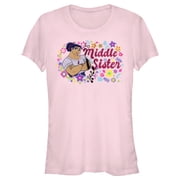 Juniors Encanto Luisa Middle Sister with Flower Graphic Tee Light Pink 2X Large
