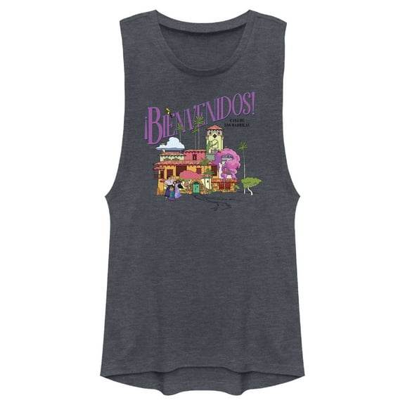 Junior's Encanto Mirabel Bienvenidos Casa De Los Madrigal  Festival Muscle Graphic Tee Denim Blue Heather Small