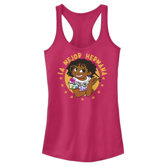 Junior's Encanto Mirabel La Mejor Hermana Portrait Racerback Tank Top Dark Pink 2X Large
