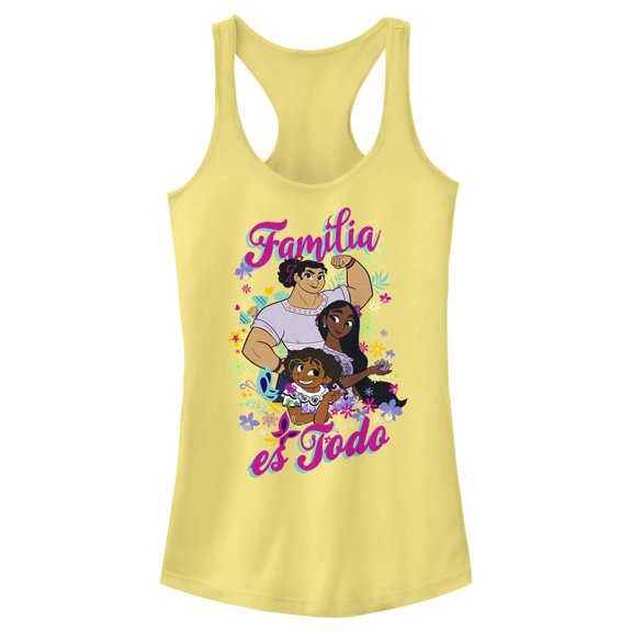 Junior's Encanto Mirabel, Luisa and Isabela Familia es Todo  Racerback Tank Top Banana Medium
