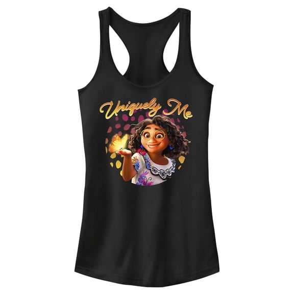 Junior's Encanto Mirabel Uniquely Me With Butterflies Racerback Tank Top Black Medium