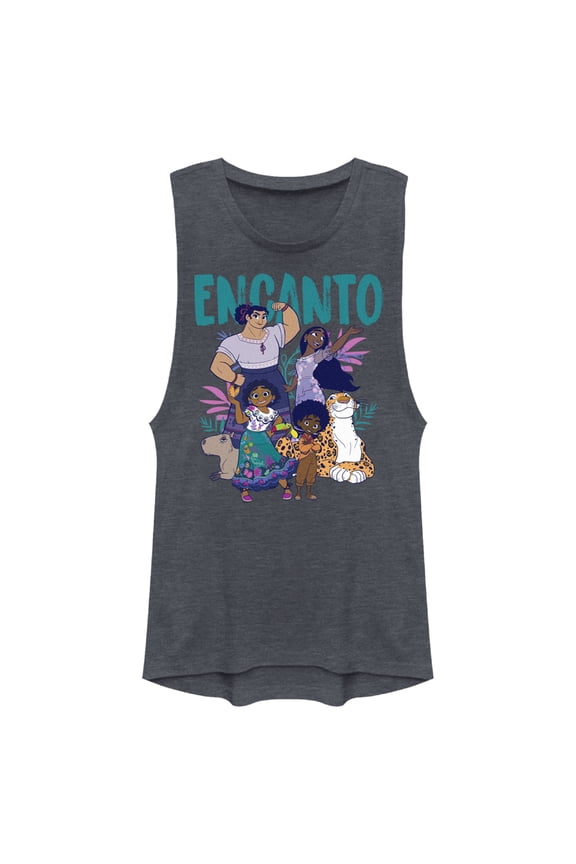 Junior's Encanto The Family With Magical Gifts Festival Muscle Graphic Tee Denim Blue Heather Large