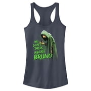 Junior's Encanto We Don't Talk About Bruno Green Text Racerback Tank Top Indigo 2X Large