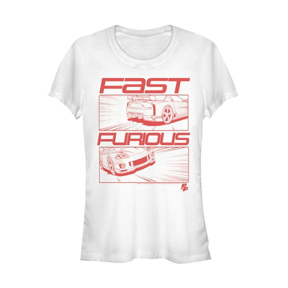 Junior's Fast & Furious Comic Strip Speed  Graphic Tee White Large