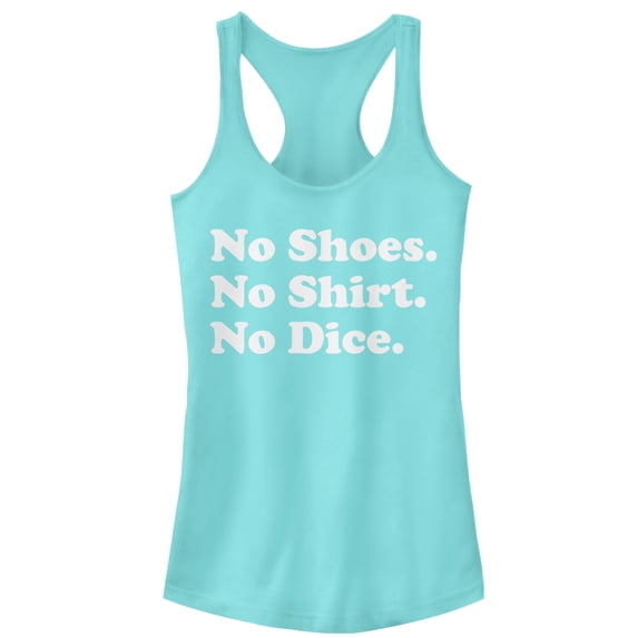Junior's Fast Times at Ridgemont High No Shirt No Dice Racerback Tank Top Cancun Large