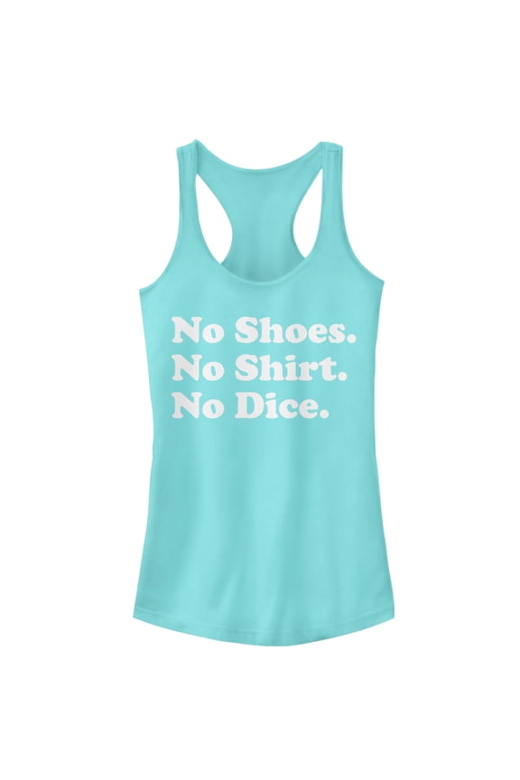 Junior's Fast Times at Ridgemont High No Shirt No Dice  Racerback Tank Top Cancun Small