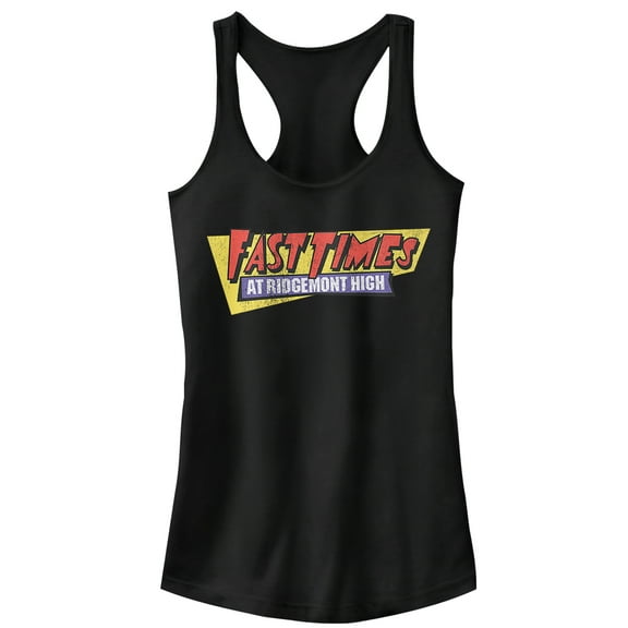 Junior's Fast Times at Ridgemont High Retro Logo  Racerback Tank Top Black 2X Large