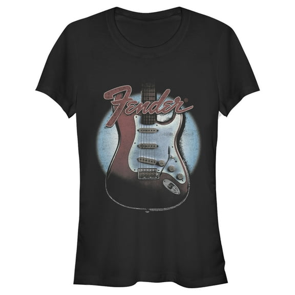 Junior's Fender Guitar Spotlight Logo  Graphic Tee Black Small