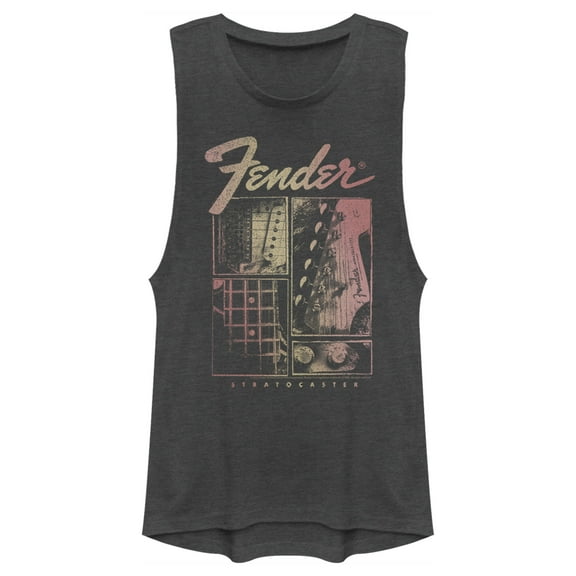 Junior's Fender Sunburst Stratocaster  Festival Muscle Graphic Tee Charcoal Small