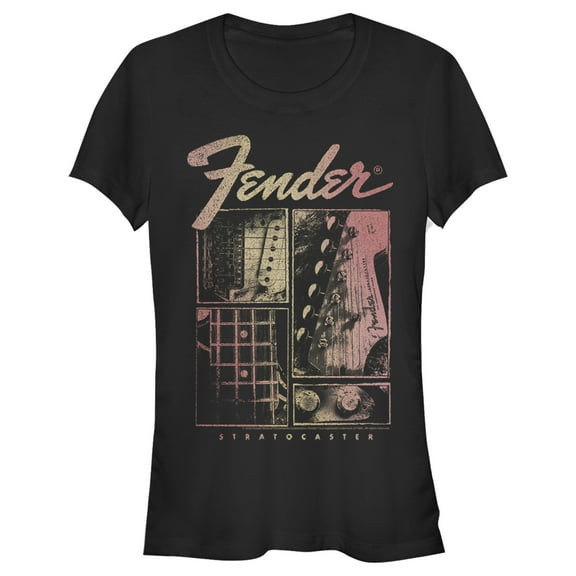 Junior's Fender Sunburst Stratocaster  Graphic Tee Black X Large