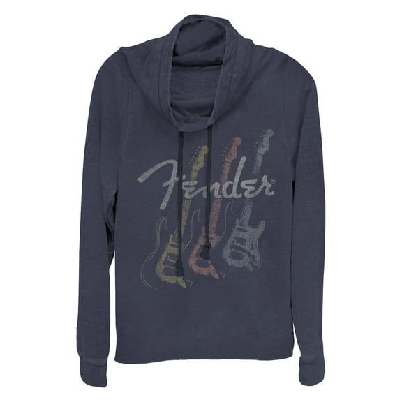 Junior's Fender Triple Fret Logo  Cowl Neck Sweatshirt