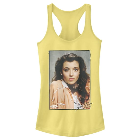 Junior's Ferris Bueller's Day Off Signed Sloane Portrait Racerback Tank Top Banana Small