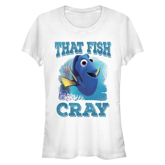 Junior's Finding Dory Cray Cray Fish  Graphic Tee White Large