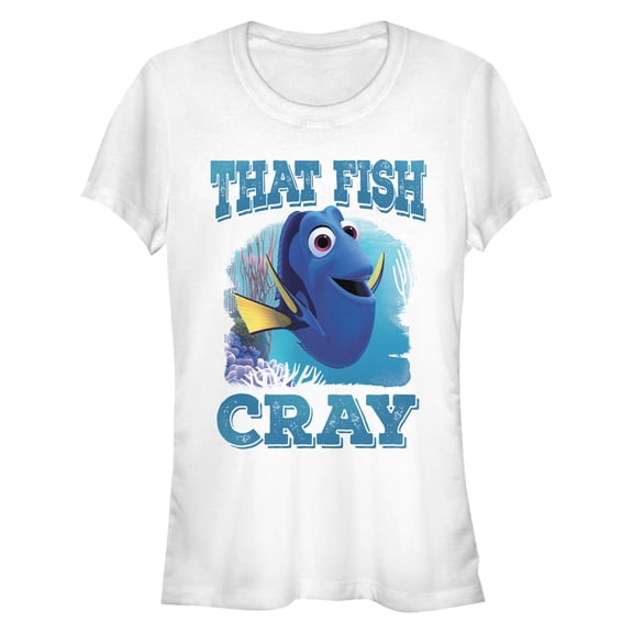 Junior's Finding Dory Cray Cray Fish Graphic Tee White Small