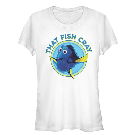 Junior's Finding Dory Cray Fish Circle Graphic Tee White Large