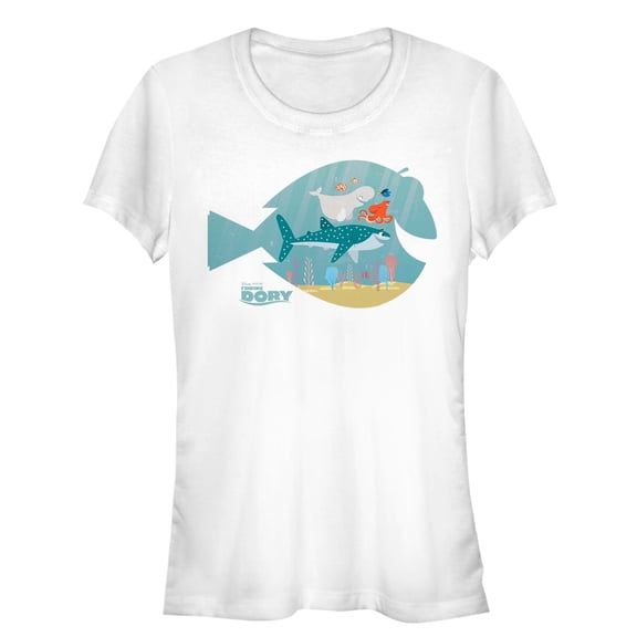 Junior's Finding Dory Fish Frame Graphic Tee White X Large