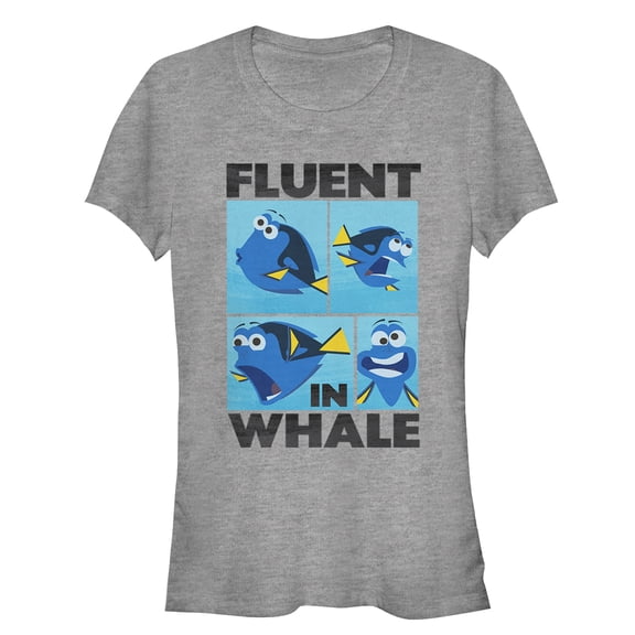 Junior's Finding Dory Fluent in Whale Graphic Tee Athletic Heather Large