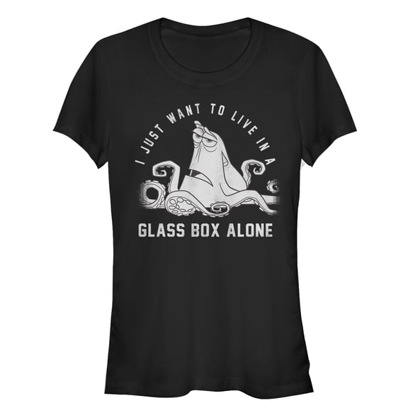 Junior's Finding Dory Hank Glass Box Alone  Graphic Tee Black Small