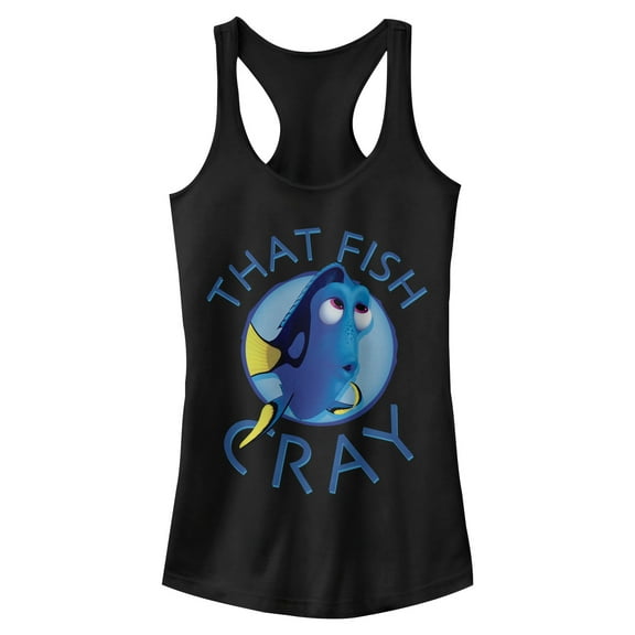 Junior's Finding Dory That Fish Cray  Racerback Tank Top Black 2X Large