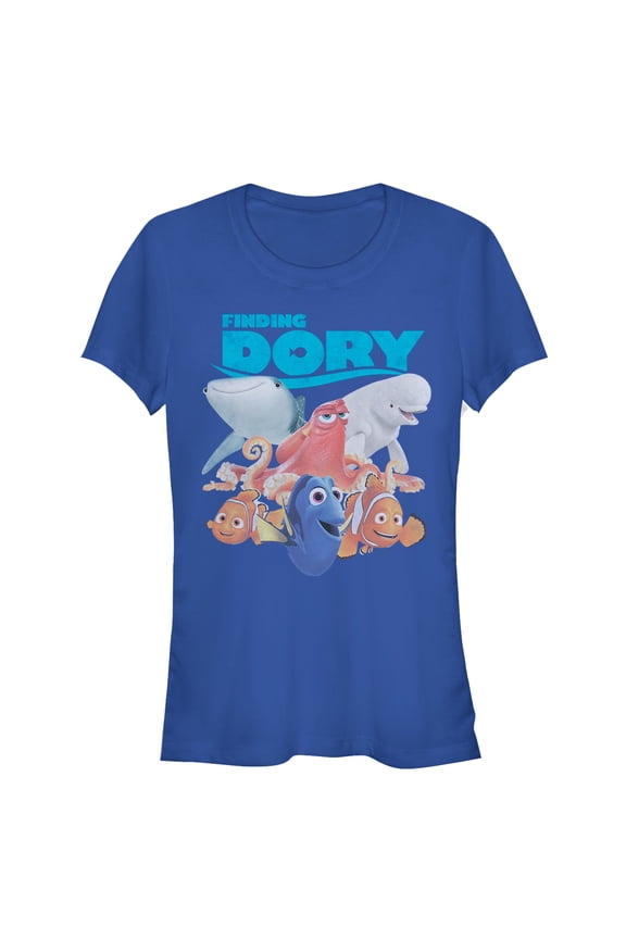 Junior's Finding Dory Whole Gang  Graphic Tee Royal Blue Large