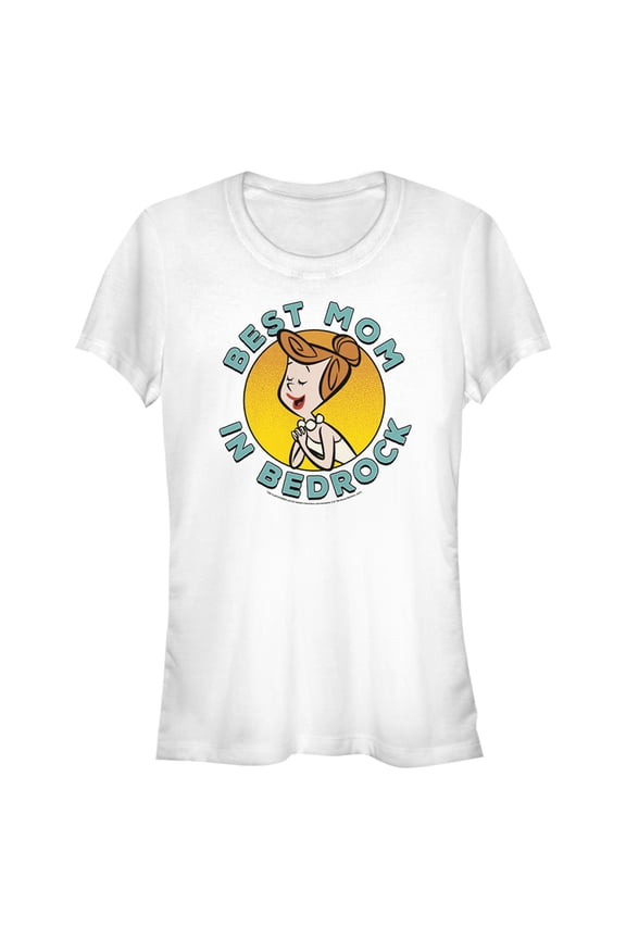 Junior's Flintstones Best Mom in Bedrock Graphic Tee White Medium