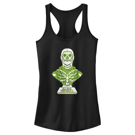 Junior's Fortnite All Hail the Skull  Racerback Tank Top Black Small