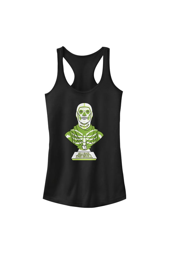Junior's Fortnite All Hail the Skull  Racerback Tank Top Black Small