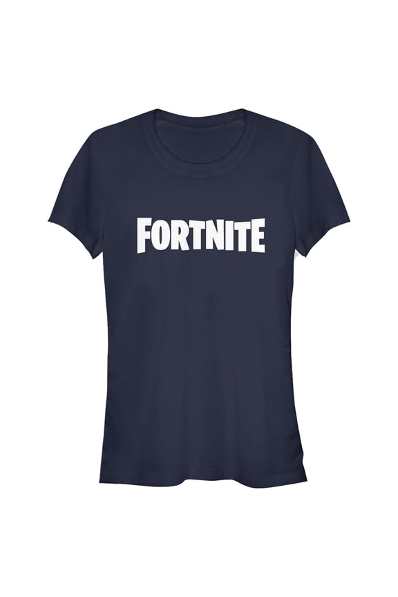 Junior's Fortnite Classic White Logo Graphic Tee Navy Blue Small