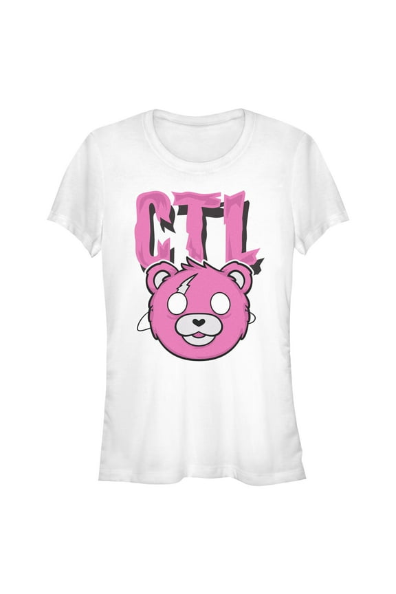 Junior's Fortnite Cuddle Team Leader Large Logo  Graphic Tee White 2X Large