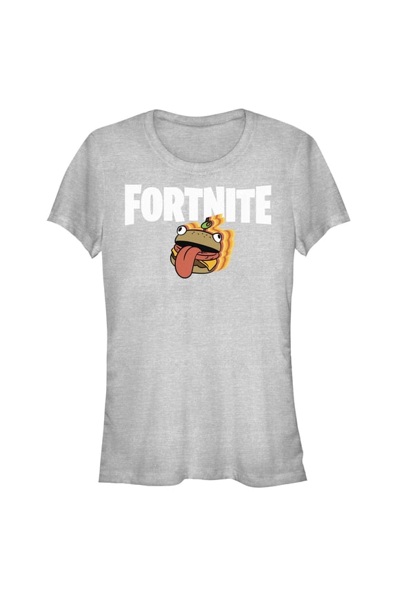 Junior's Fortnite Durr Burger Logo  Graphic Tee Athletic Heather 2X Large