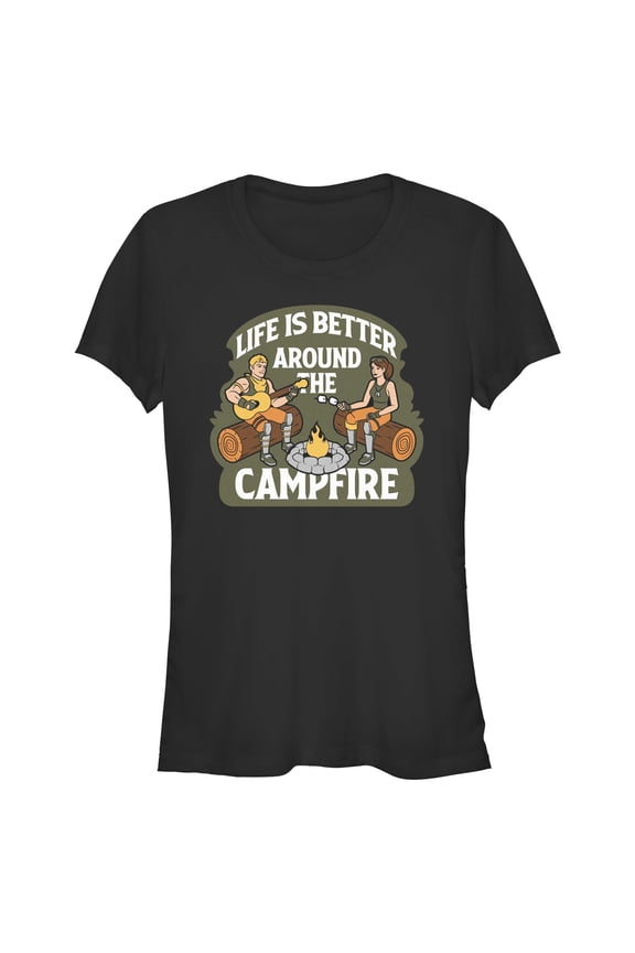 Junior's Fortnite Life Is Better Around the Campfire Graphic Tee Black 2X Large