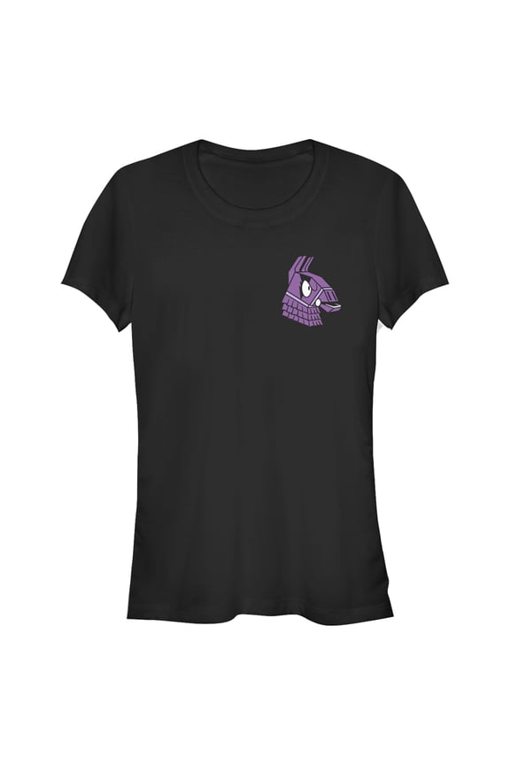 Junior's Fortnite Llama Pinatas Pocket Logo Graphic Tee Black Large