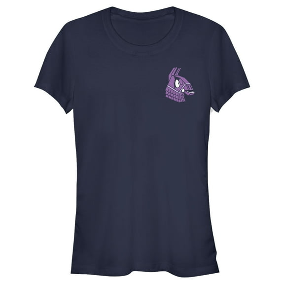 Junior's Fortnite Llama Pinatas Pocket Logo Graphic Tee Navy Blue Small